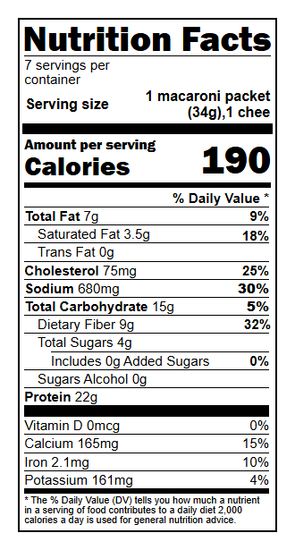 US02236 Nutrition Facts